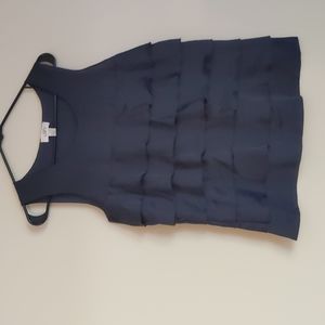 Loft Dark blue ruffle tank top blouse